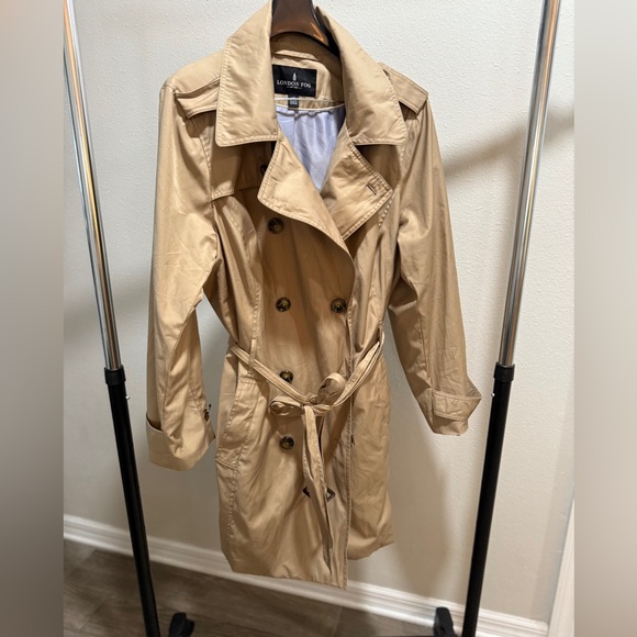 London Fog Khaki Trench Rain Double Breasted  Coat Size 1X-Preowned - Picture 1 of 13